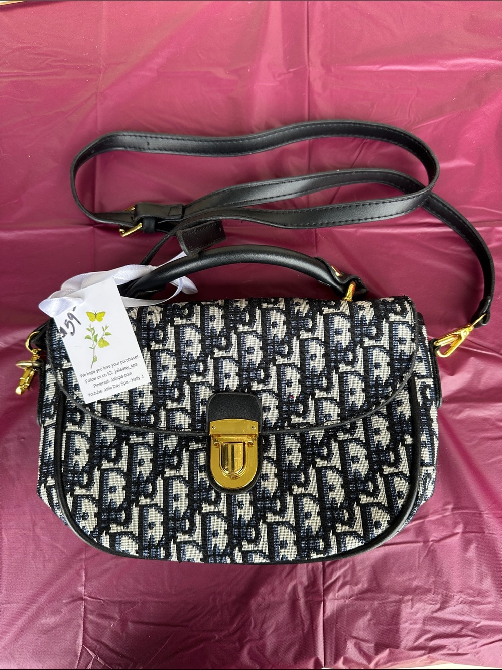 Crossbody NEW Black/Blue Monogram Bag with Gold Hardware
